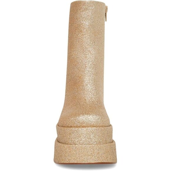 Steve Madden Leather Gold Shimmer Metallic Heeled Boots Booties Sz 8.5 NEW $170 - Picture 4 of 6